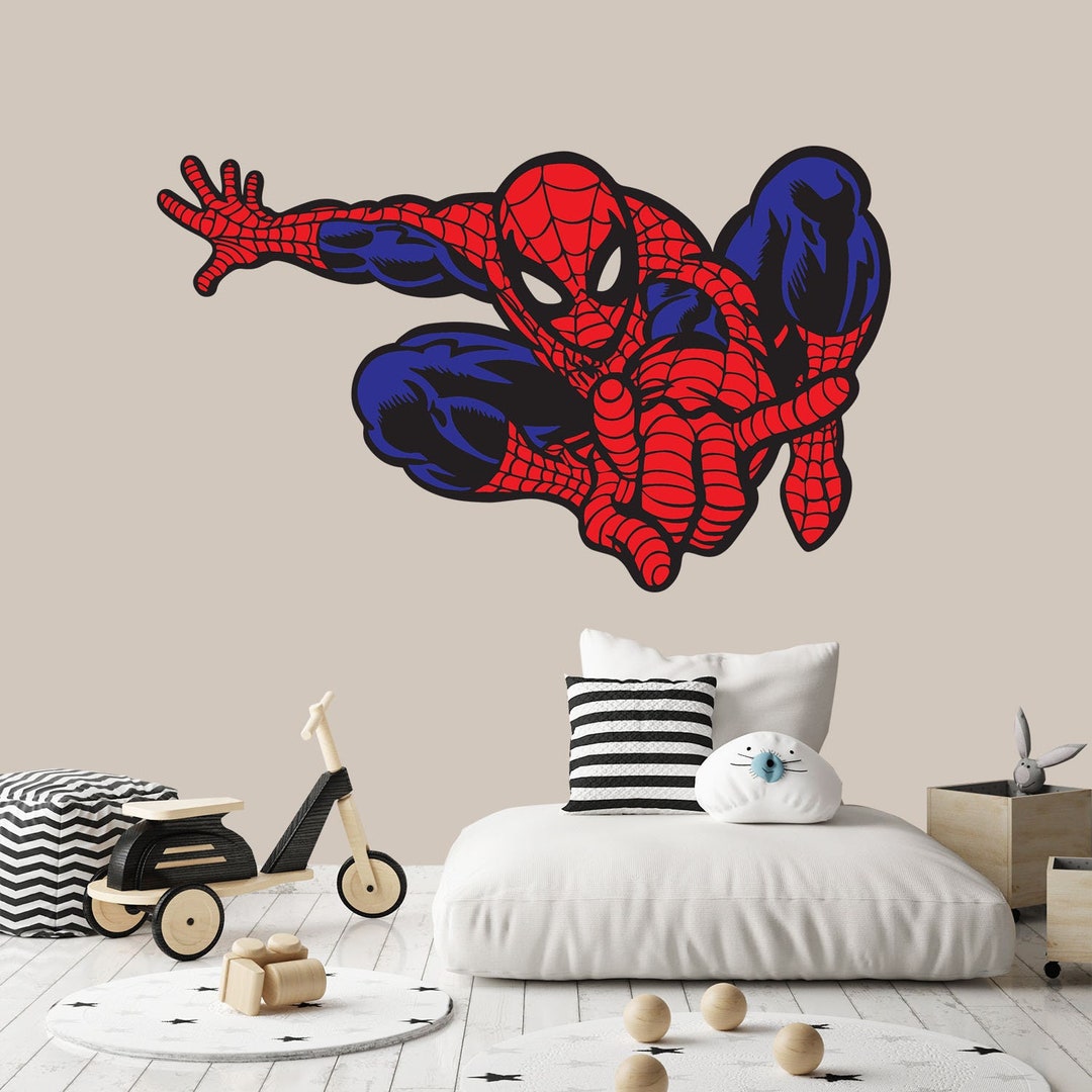 Spiderman Wall Sticker Nursery Superhero Wall Decal Mural Baby Boy Room Decor for Kids Room