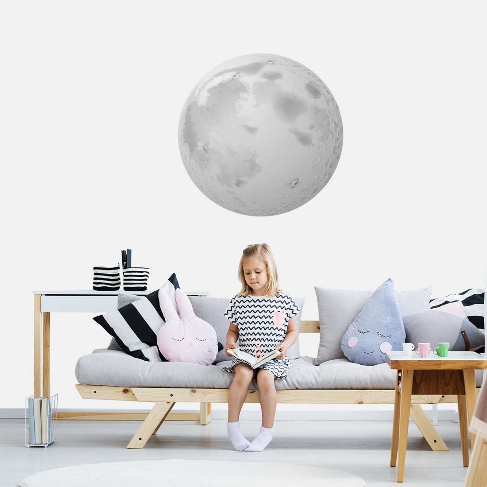 Full Moon Wall Decal Kids. Moon Decal Nursery. 3D Moon Sticker Etsy