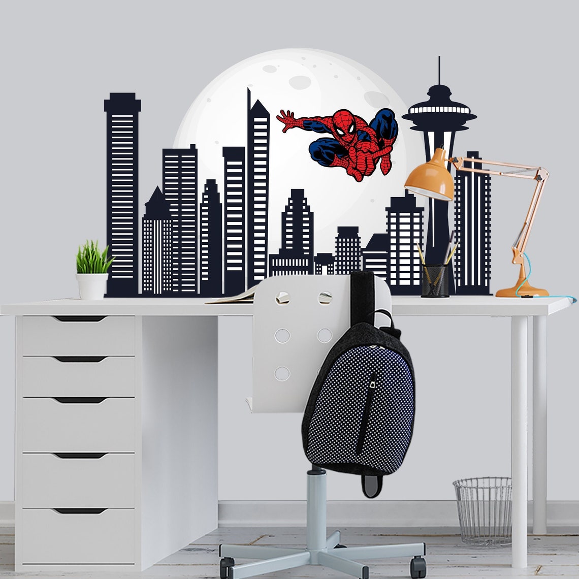 Spiderman Wall Sticker Boys Bedroom Superhero City Skyline Art Decor spiderman-wall-sticker-boys-bedroom-superhero-city-skyline-art-decor