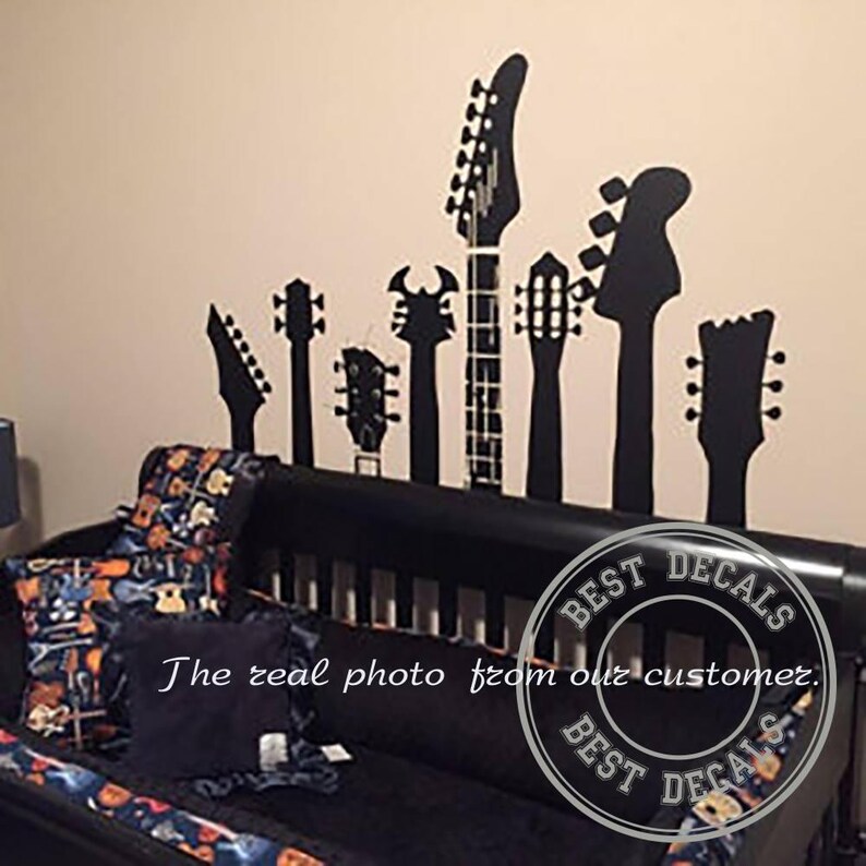 Musical Instrument Wall Decals Guitar Necks Decal Music Wall Etsy