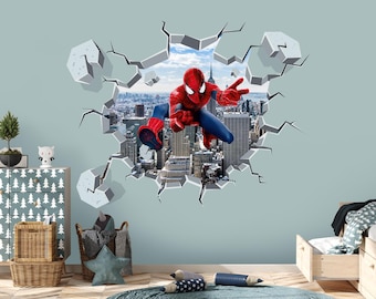 3Dスパイダーマンウォールデカール、画期的なウォールステッカー、子供