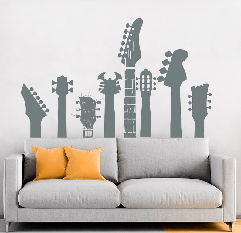 Musical Instrument Wall Decals Guitar Necks Decal Music Wall Etsy