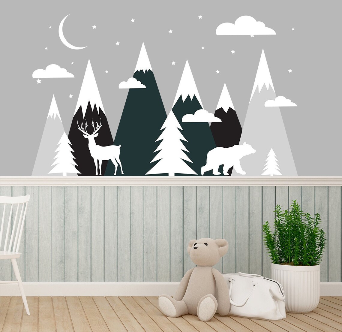 Mountains Wall Decal Nursery Kid. Decor for Kids Room. Peel - Etsy