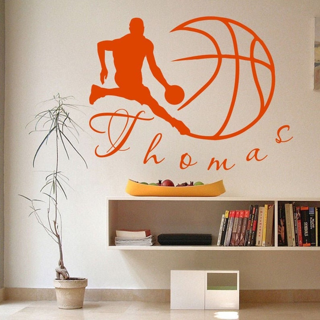 Sports Wall Decals Basketball Player, Boy Personalized Name Wall Decal, Teen Boy Room Decor