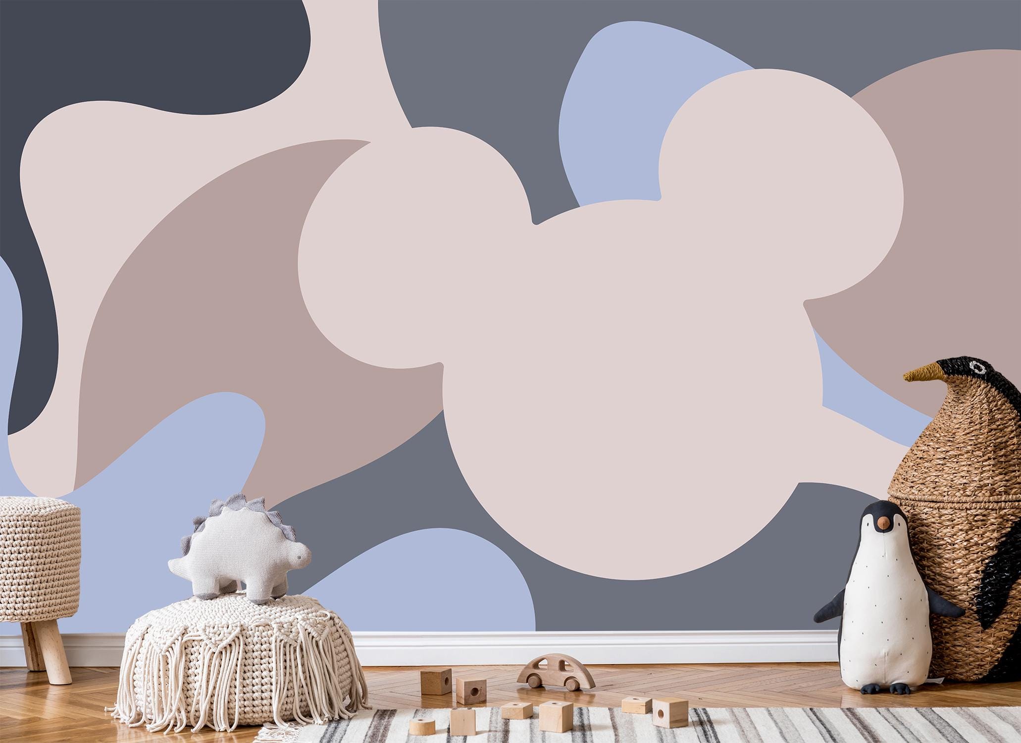 Abstract Mickey Mouse Wallpaper, Peel and Stick Kids Mural, Modern