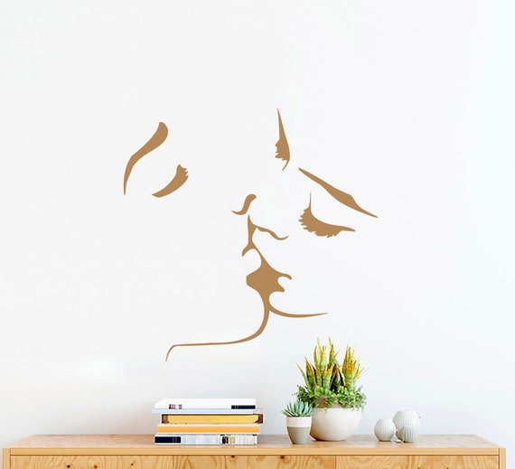 Kissing Couple Wall Decals Love Vinyl Sticker Decal Romantic Etsy