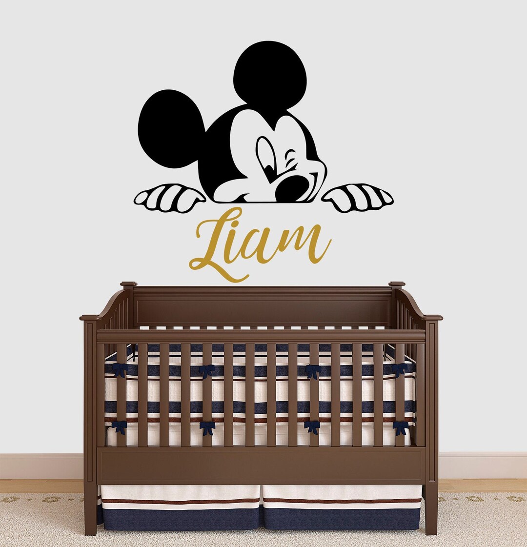 Peronalized Baby Boy Name Wall Decal Nursery. Mickey Mouse Head Ears