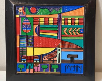 Fernando Llort Folk Art Ceramic Tile Art
