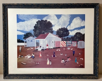 Vintage 1996 Jackie Halibuton "Country Living" Framed Folk Art