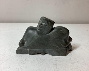 Vintage Davidee Kavik Signed Inuit Hunter Soapstone Carving