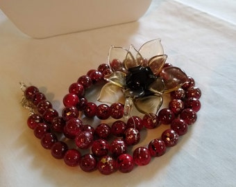 Sunflower and Red Beads