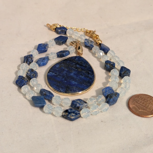 Lapis and Gold Necklace, Easter, Mother's Day, Graduation, Summer