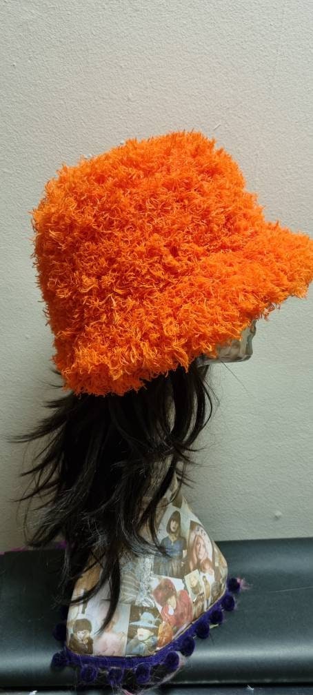 Curly Frills Orange Faux Fur Bucket Hat-festival Hat-floppy Hat-fur Hat-fake  Fur Hat-rave Hat-orange Fur Hat Orange Fur Hat-bright Orange - Etsy