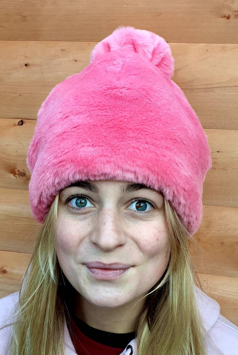 Pink Faux Fur Pom Pom Hat Fully Lined With Polar Fleece Pom Pom Fake Fur Hat Pink Hat Ladies Winter Hat Fleece Hat Pink Faux Fur Pom Pom Hat Fully Lined With Polar Fleece Pom Pom Fake Fur Hat Pink Hat Ladies Winter Hat Fleece Hat