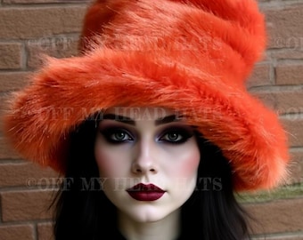 Bold Oversized Orange Fake Fur Hat
