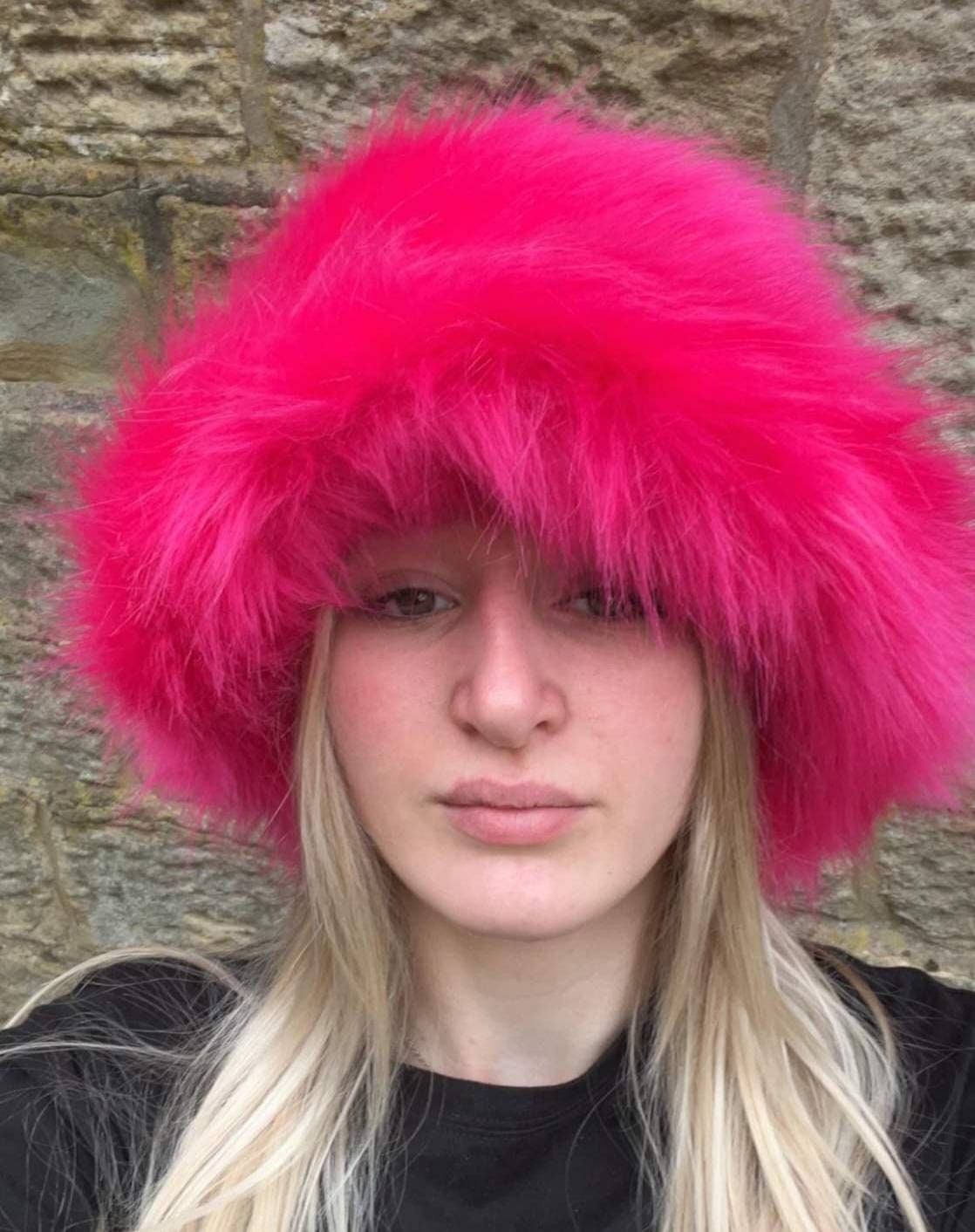 Hot Pink Fuzzy Bucket Hat-Festival Hat 