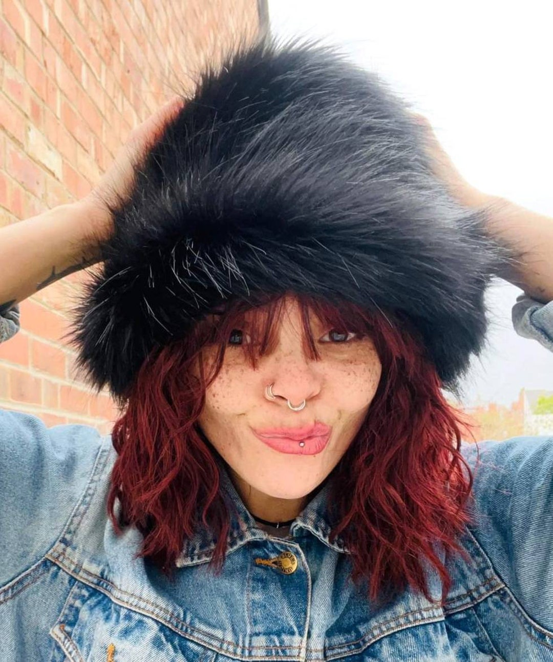 Fluffy Black Faux Fur Fuzzy Bucket Hat-festival Hat-floppy Hat-fur Hat ...