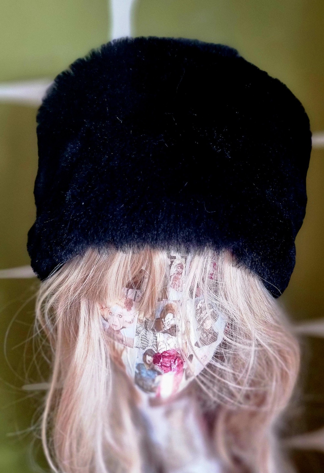 Vintage-Inspired Black Faux Fur Winter Hat Fleece Lined Cozy Warm unbranded 100% Real Fur Black on Black Pom Pom Branie | Mercari main image 4