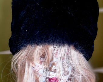 Black Faux Fur Hat- Black Fur Hat- Fleece Lining- Winter Hat- Fur Hat- Vegan- Cruelty Free