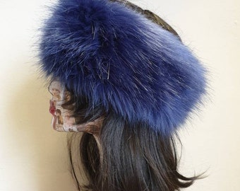 Long Dark Lilac Faux Fur Headband-Neckwarmer-Earwarmer-Head Wrap-Fur Head Wrap-Handmade in Lancashire England