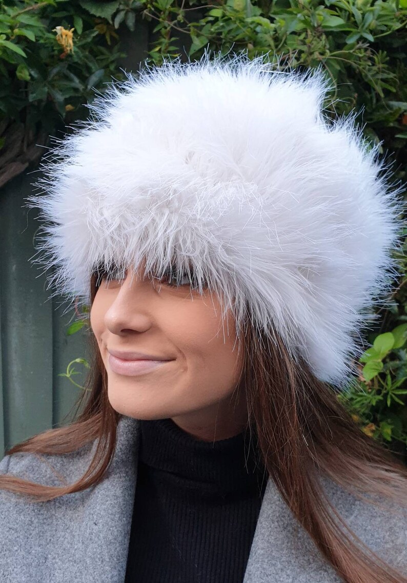 white faux hat