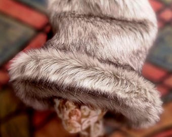 Tall Fluffy Grey Faux Fur Hat-JK Style Hat-Space Cowboy Style Hat-Fake Fur Grey Hat- Stovepipe Hat- Grey Fur Top Hat