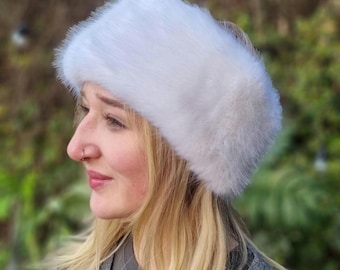Posh White Faux Fur Headband-Neckwarmer-Earwarmer-Head Wrap-Fur Headband- White Fur-White Faux Fur- vegan- Cruelty Free