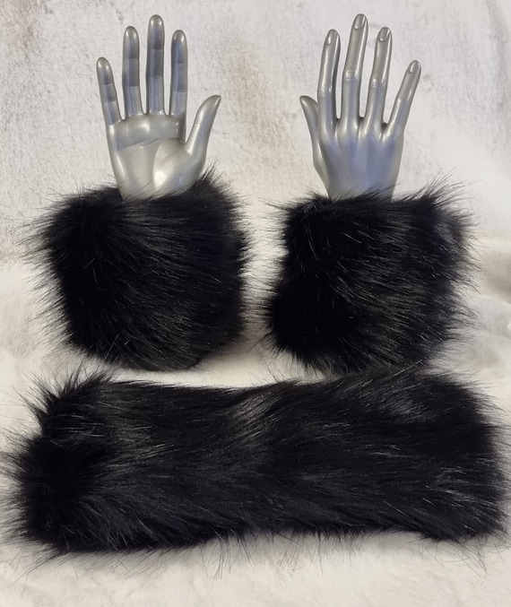 Faux Fur Hi-Grade  Neck Warmer Multi Wear Hair Band Headwarmer Black Headdress Funky Junque Fuzzy Headbands for Women – Fluffy Faux Fur Ear  main image 2