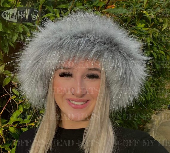Grey faux fur hat best sale
