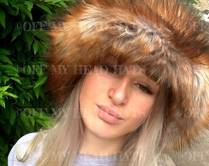 Featured listing image: Fabulous Wide Brim Deep Top-Oversized Luxury Faux Fox Bucket Hat-Fox Fur-Fuzzy Bucket Hat-Festival Hat-Fur Hat-Fake Fur Hat-Rave Hat