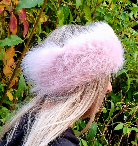OffMyHeadHats Baby Pink Fluffy Faux Fur Headband-Neckwarmer-Earwarmer-Head Wrap-Fur Head Wrap-Pink Fur- Pink Fur Headband