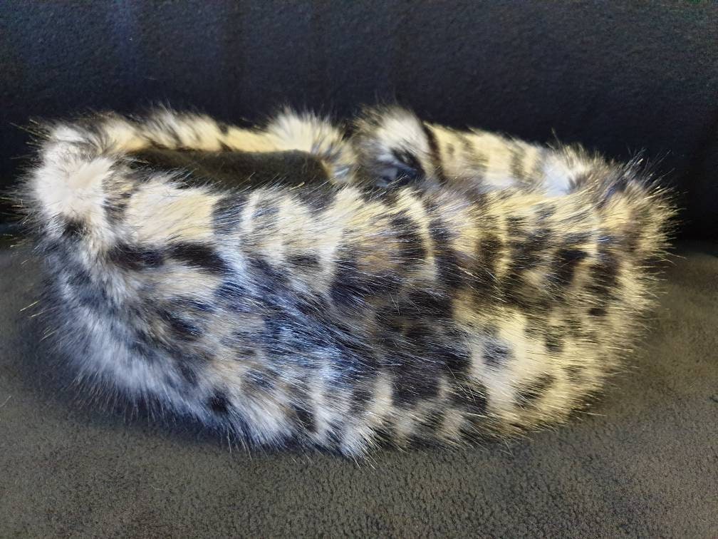 leopard print fur headband