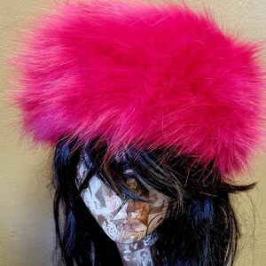 Shocking Pink Faux Fur Headband- Neckwarmer- Earwarmer-fur Headband-hot