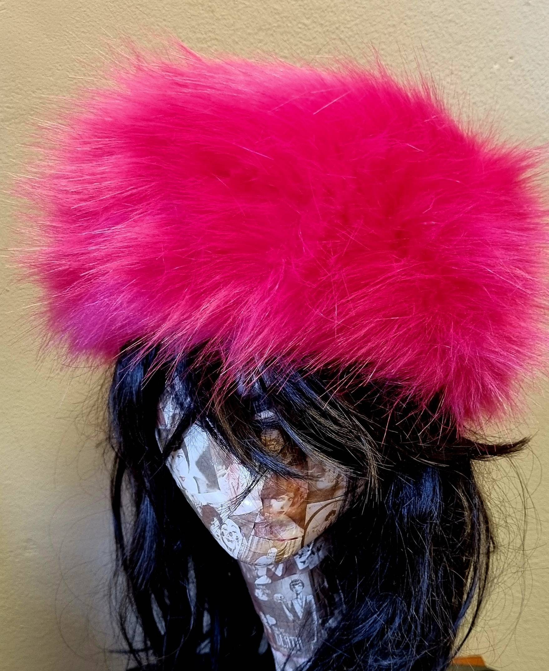 OffMyHeadHats Baby Pink Fluffy Faux Fur Headband-Neckwarmer-Earwarmer-Head Wrap-Fur Head Wrap-Pink Fur- Pink Fur Headband