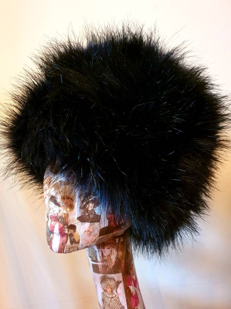 Midnight Blue Faux Fur Hat with Cosy Polar Fleece Lining