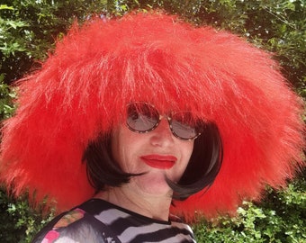 Oversized Wispy Faux Fur Bucket Hat with Wire Brim