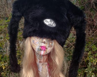Soft Black Marshmallow Hat with Polar Fleece Lining