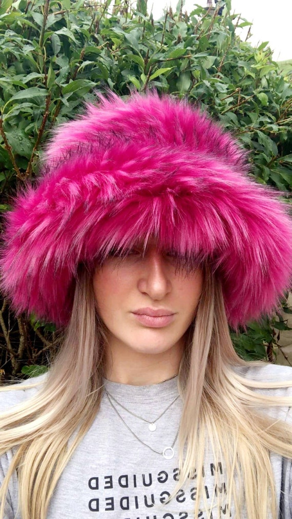 hot pink fur hat