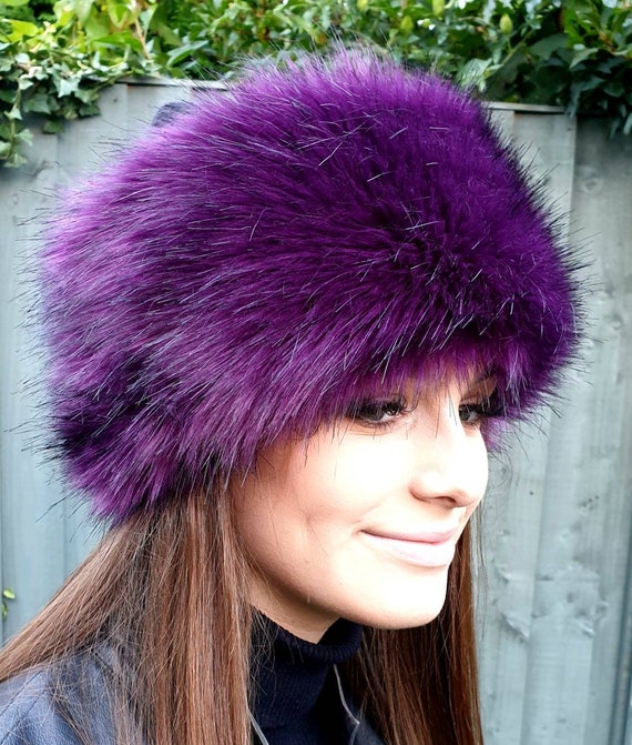 purple fur hat