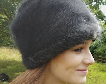 Super Luxury Dark Grey Faux Fur Hat with Polar Fleece Lining-Fur Hat-Fake Fur Hat-Winter Hat-Long Fur Hat-Cossack Hat-Grey Fur Hat