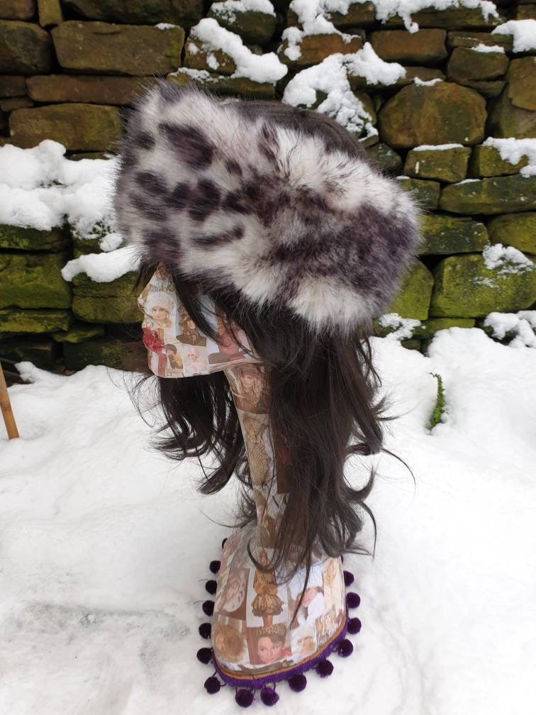 leopard print fur headband