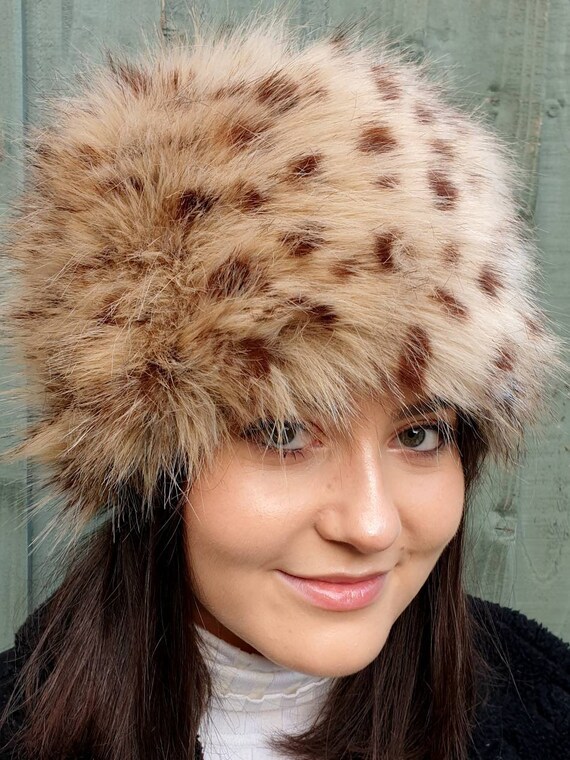 Luxury Faux Fur Cheetah Hat Fleece 