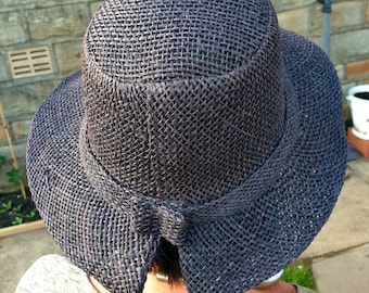 Lovely Black Sun Hat-Raffia and Sisal Mix-Raffia Sun Hat