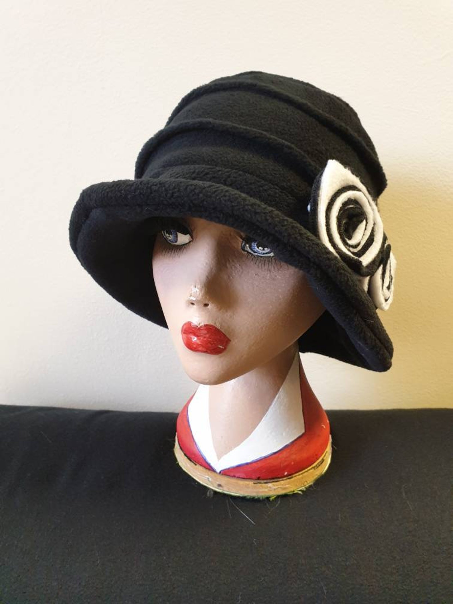 Black Polar Fleece Hatcosy Fleece Liningblack and White Etsy UK