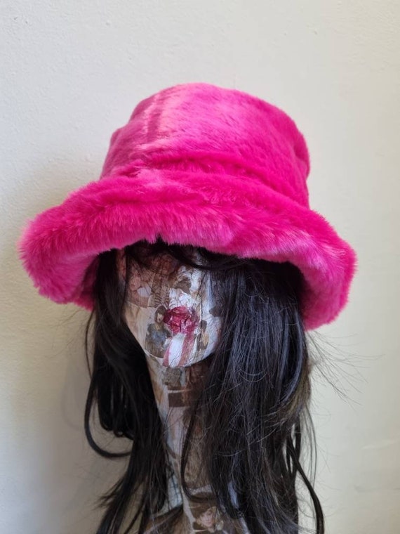 Magenta Pink-Super Fluffy Luxury Faux Fur Bucket Hat-Pink Fur-Fuzzy Bucket  Hat-Festival Hat-Fur Hat-Fake Fur Hat-Rave Hat-Blue Bucket Hat