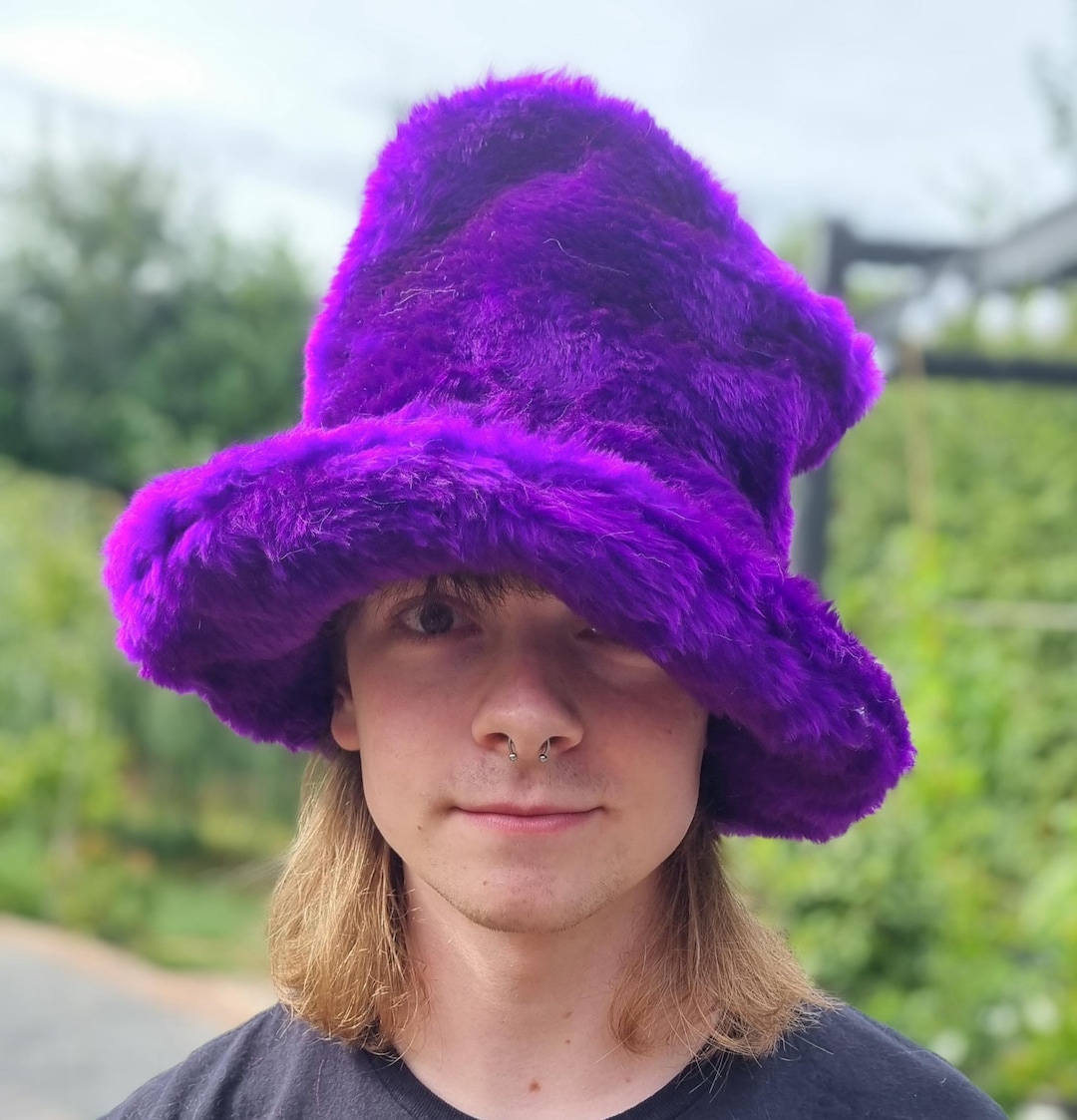 7 Inch Tall Purple Faux Fur Hat-jk Style Hat-space Cowboy  display picture 2