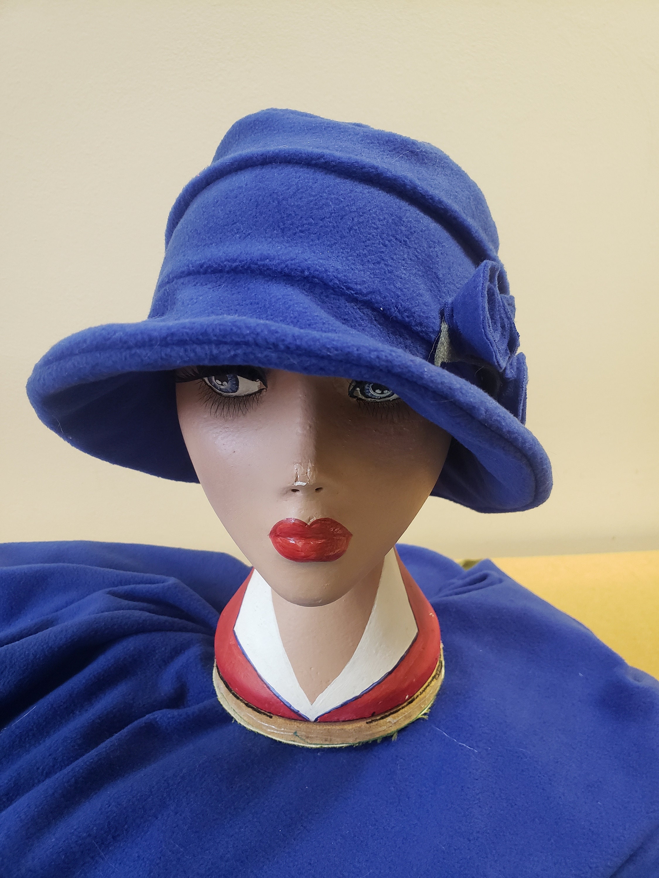 Royal Blue Fleece  Hat  Polar Fleece  Lining Downton Abbey 