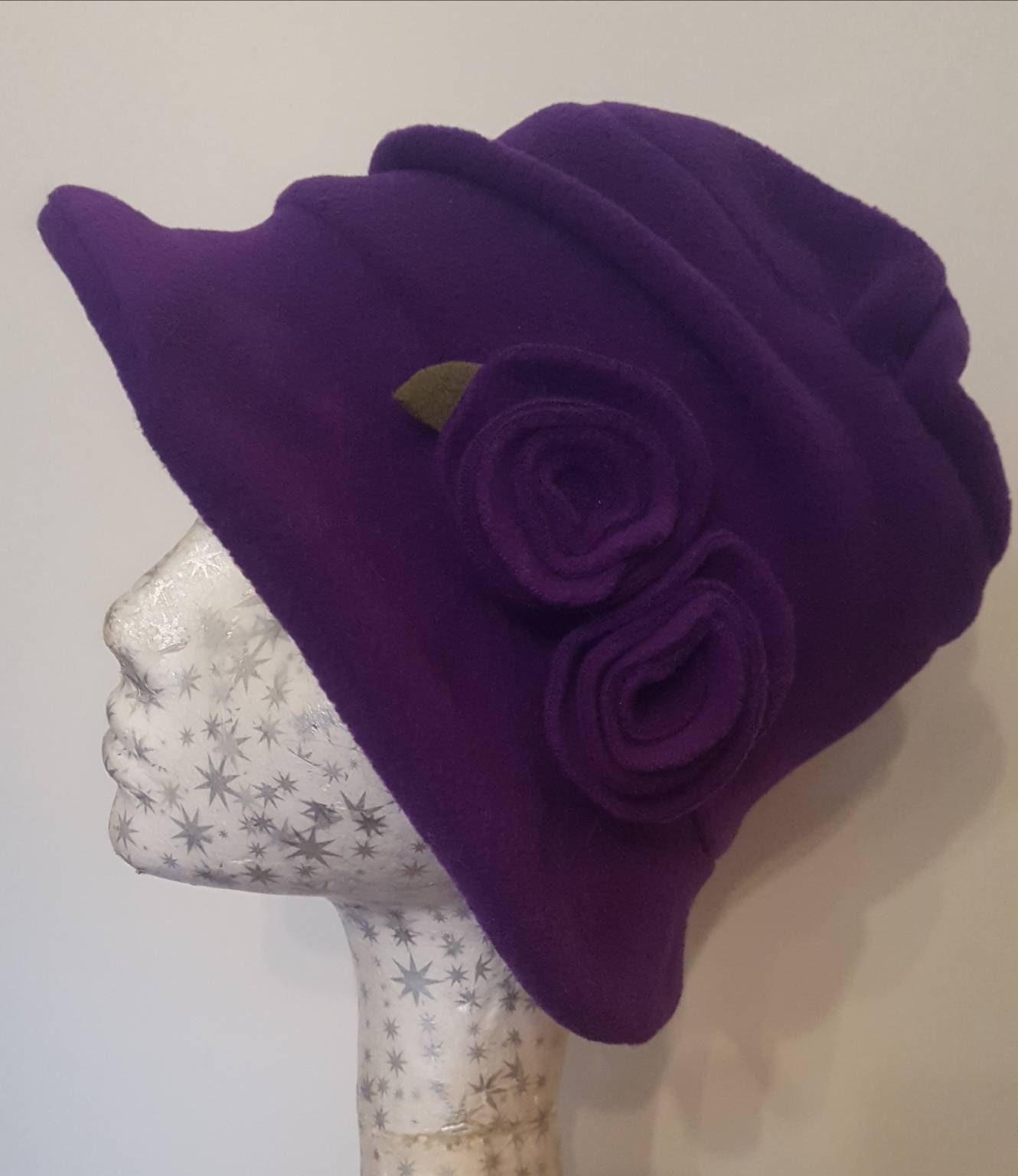 Fleece Lined Purple Fleece Hat Pleated TopDownton Abbey HatWomens