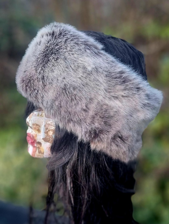 Faux Chinchilla Fur Headband-neckwarmer-earwarmer-head Wrap-grey