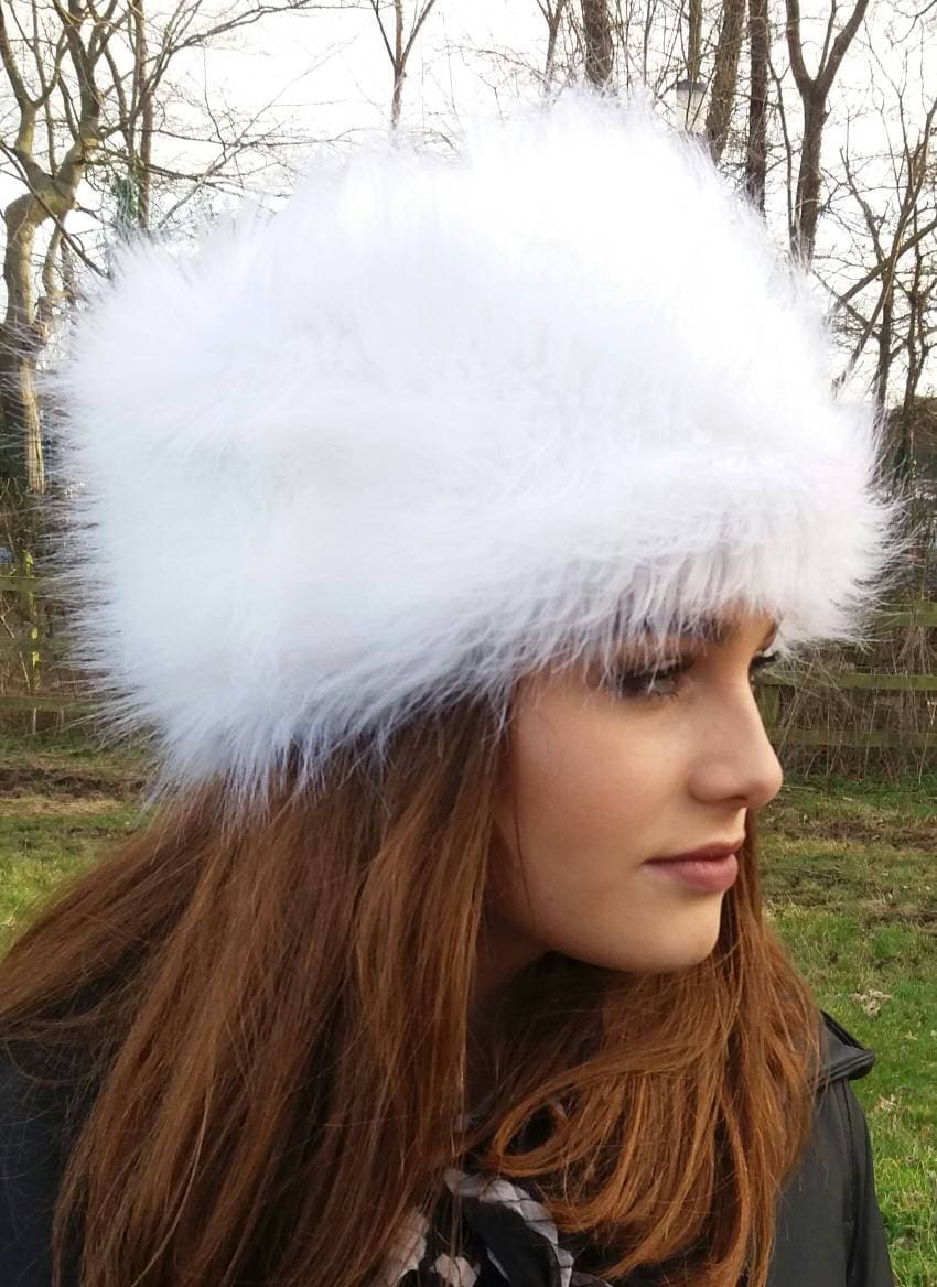 White russian faux fur cheap hat